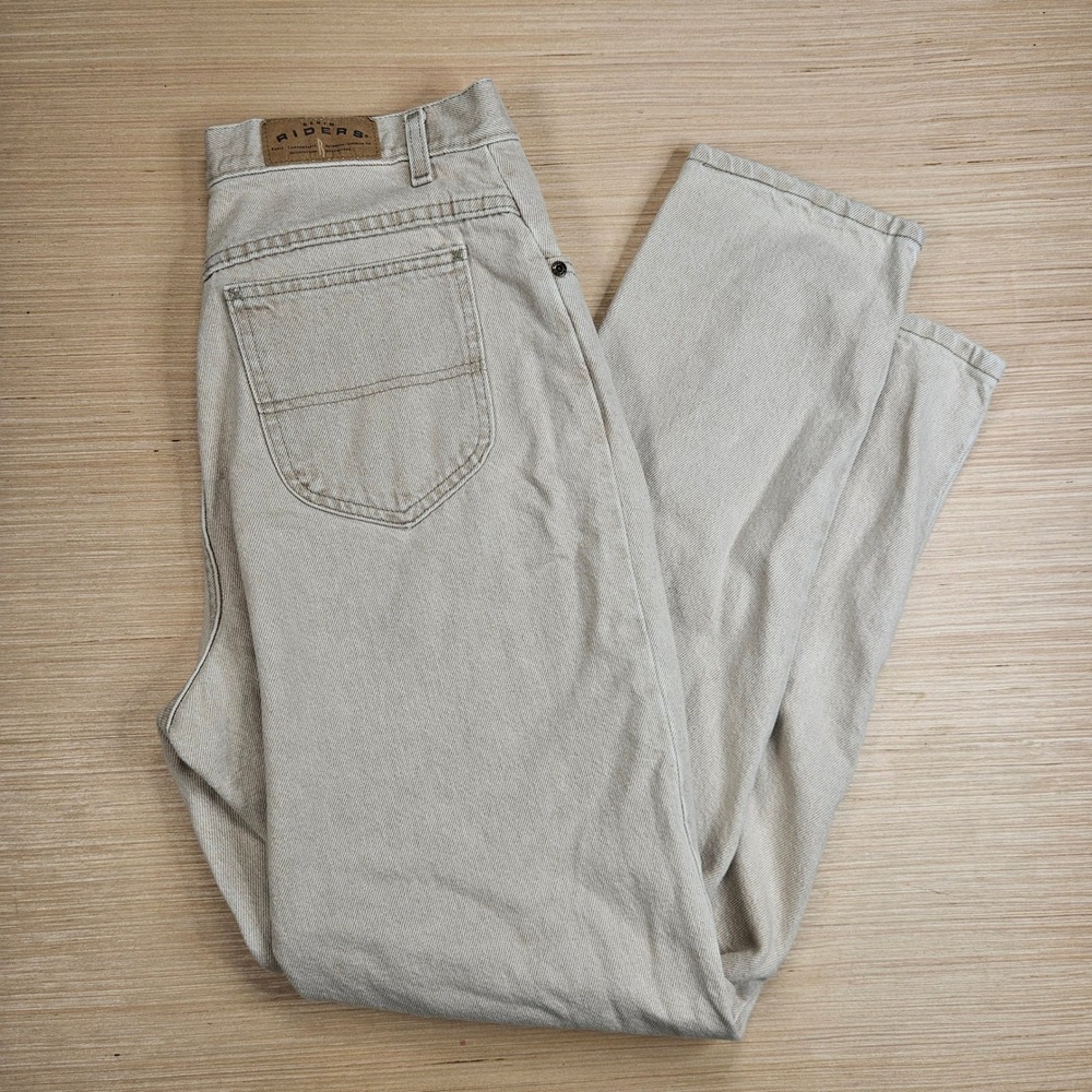 Vintage Riders Jeans Mens 33x31 14 MED Beige Straight Leg Denim Casual Pants USA